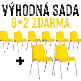 VÝHODNÁ SADA 6+2 ZDARMA - 8x Jídelní židle AMANDA, žlutá
