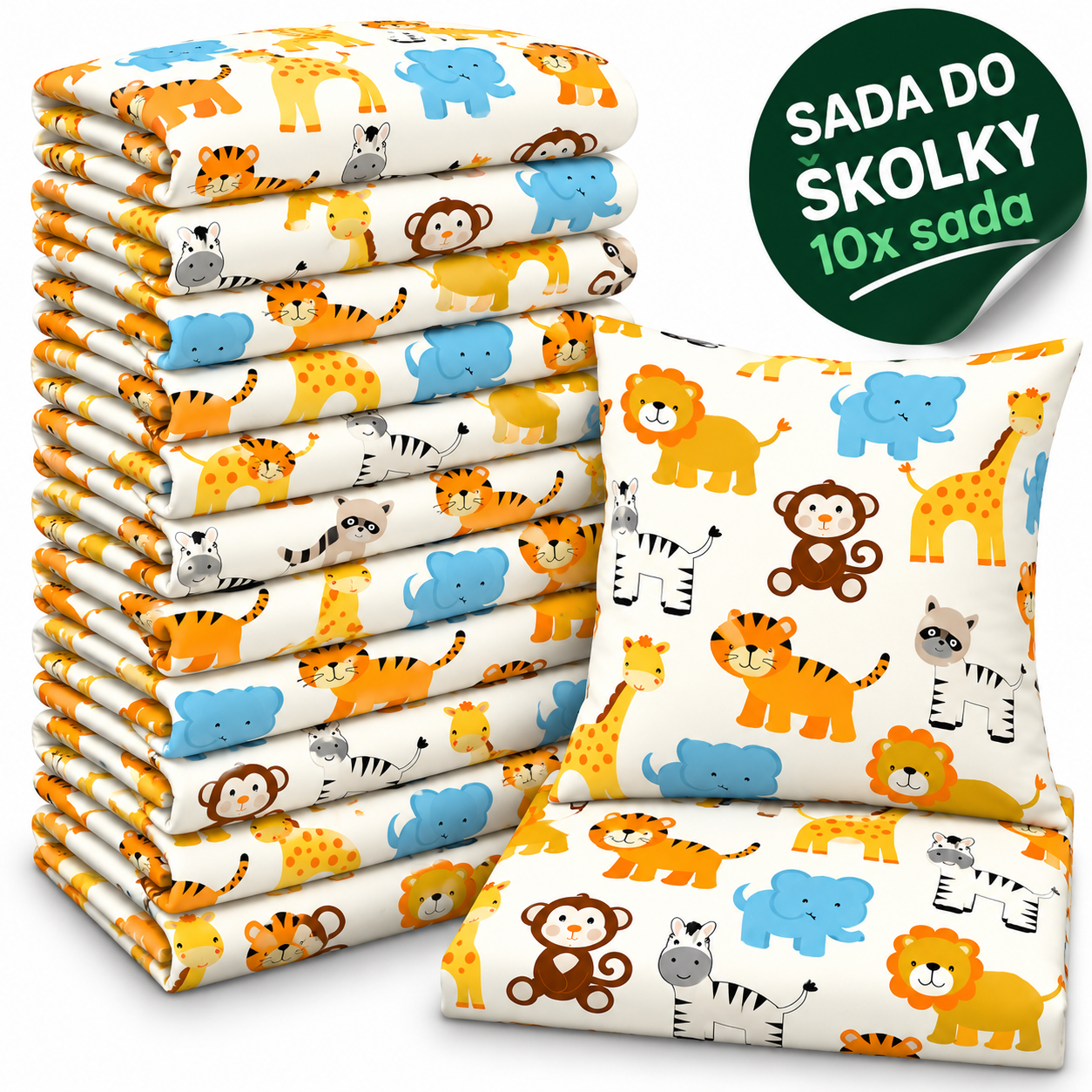 VÝHODNÁ SADA 10× bavlněné dětské povlečení – Zvířátka ze safari