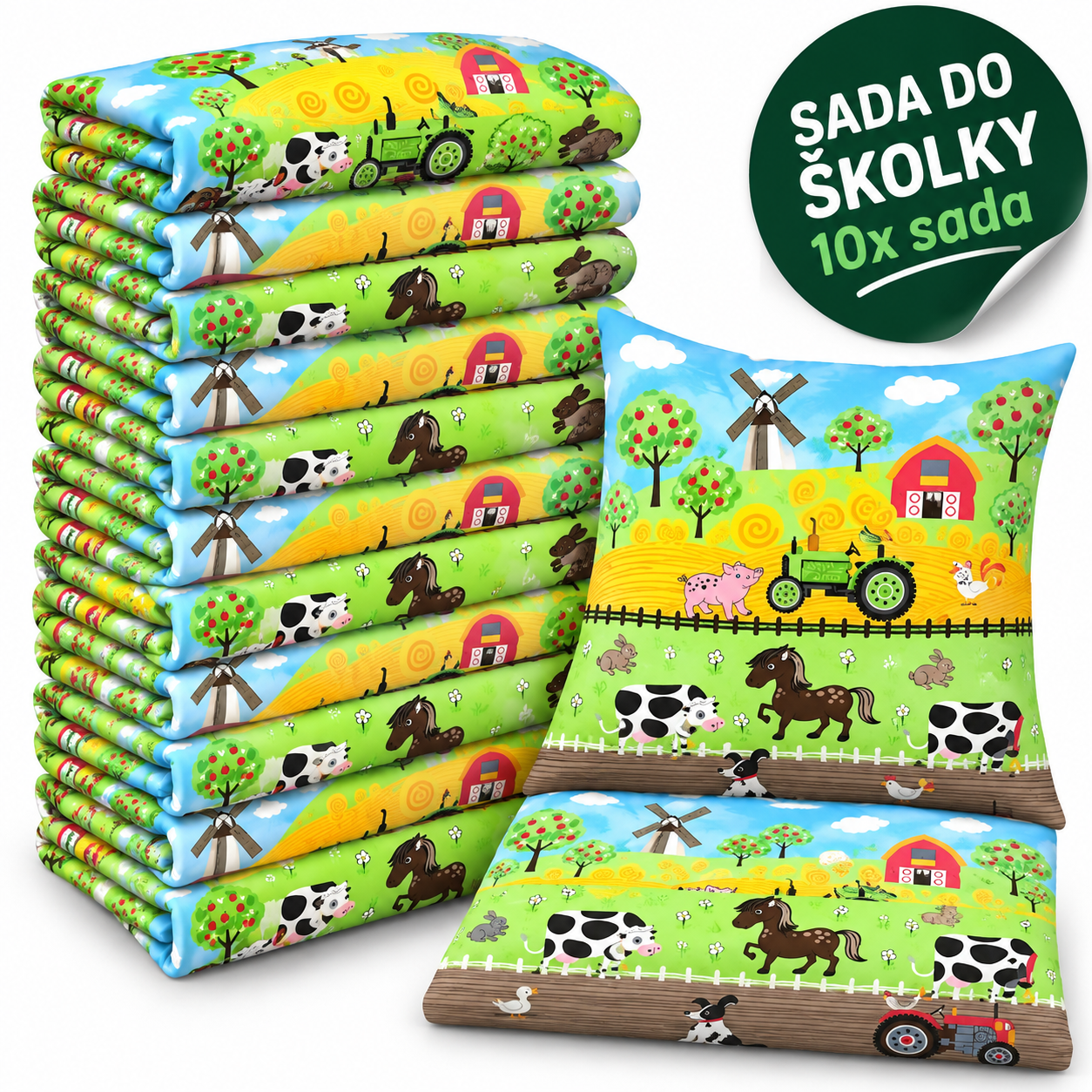 VÝHODNÁ SADA 10× bavlněné dětské povlečení – Zvířátka na farmě