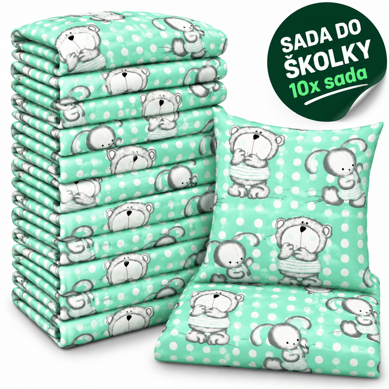 VÝHODNÁ SADA 10× bavlněné dětské povlečení – Medvídek a králíček