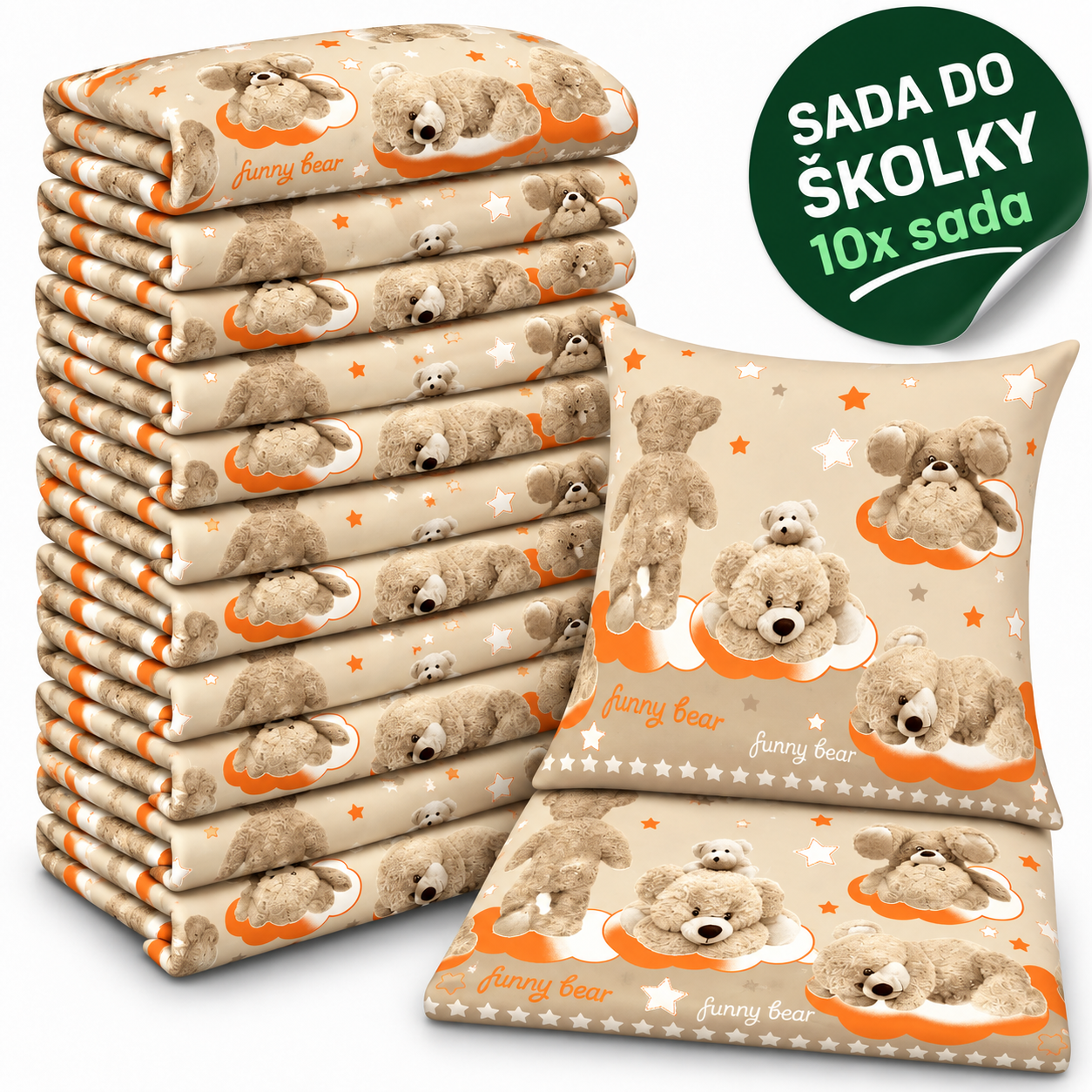 VÝHODNÁ SADA 10× bavlněné dětské povlečení – Plyšoví medvídci