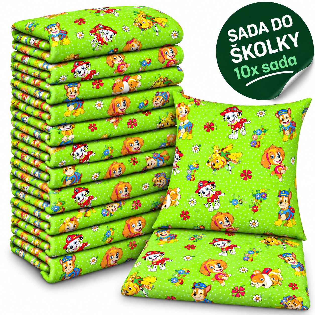VÝHODNÁ SADA 10× bavlněné dětské povlečení – Tlapková patrola, zelená