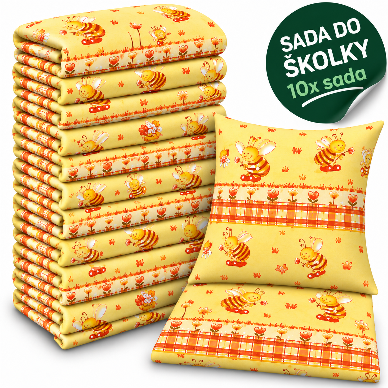 VÝHODNÁ SADA 10× bavlněné dětské povlečení – Včelky, žlutá