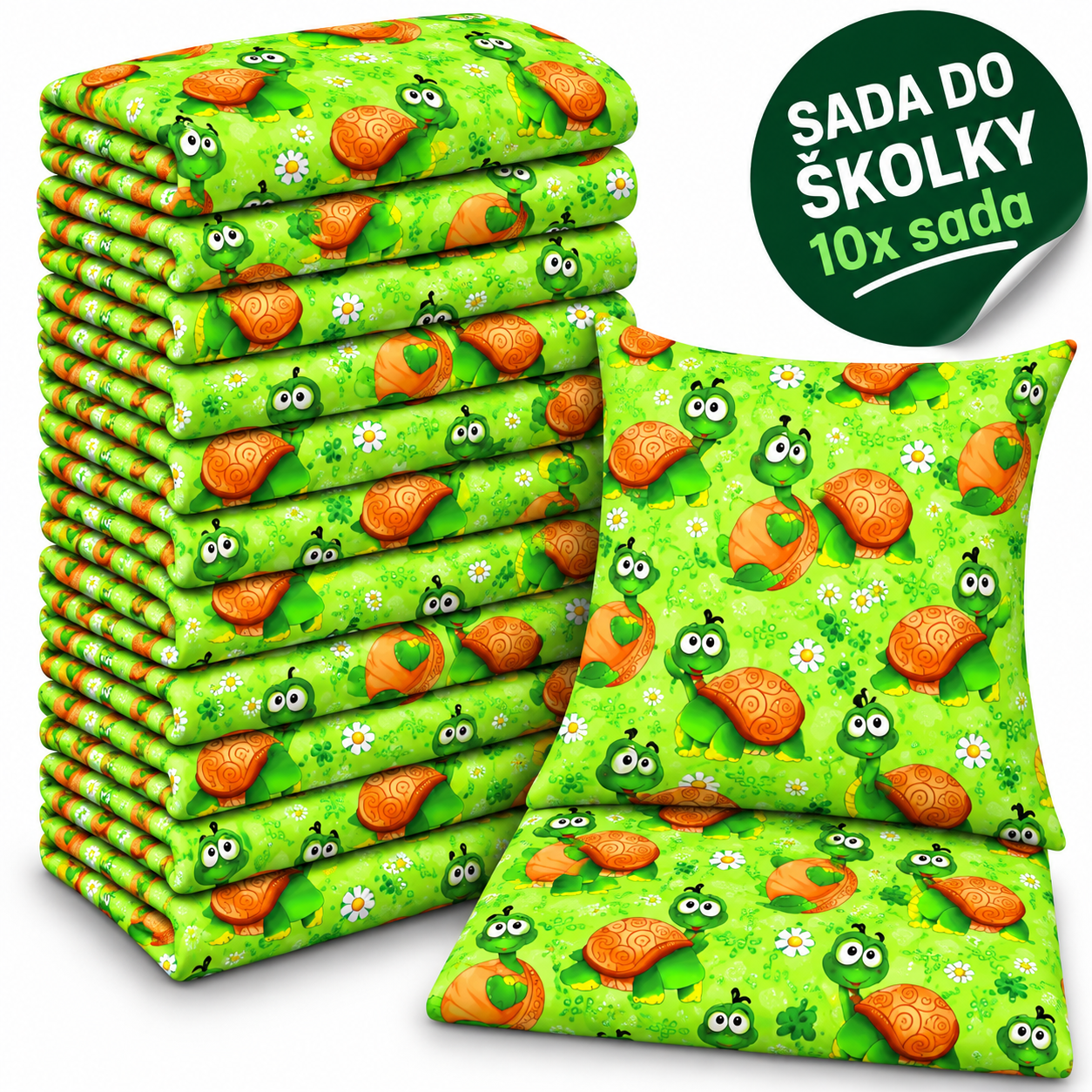 VÝHODNÁ SADA 10× bavlněné dětské povlečení – Želvy v trávě