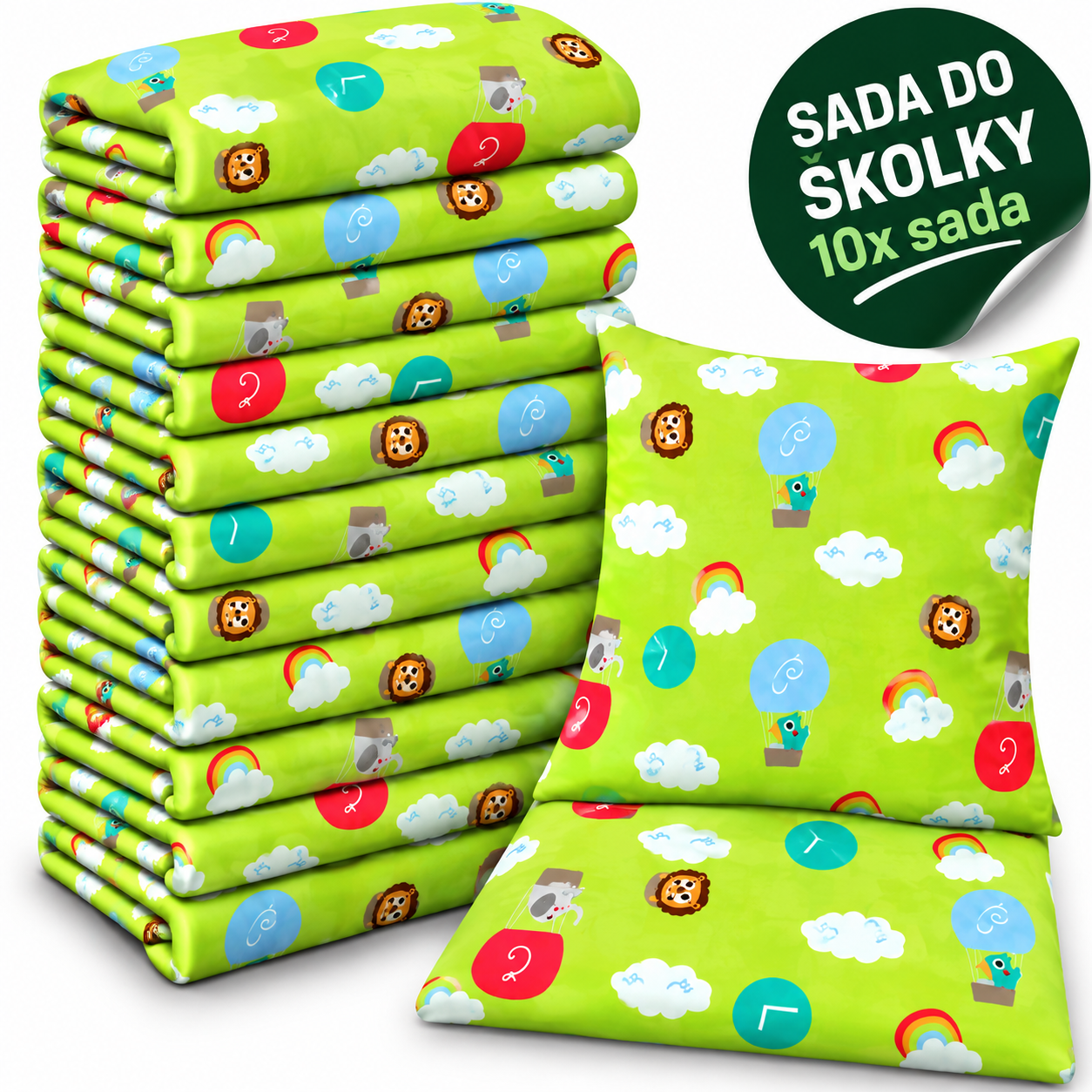 VÝHODNÁ SADA 10× bavlněné dětské povlečení – Zvířátka v balóncích