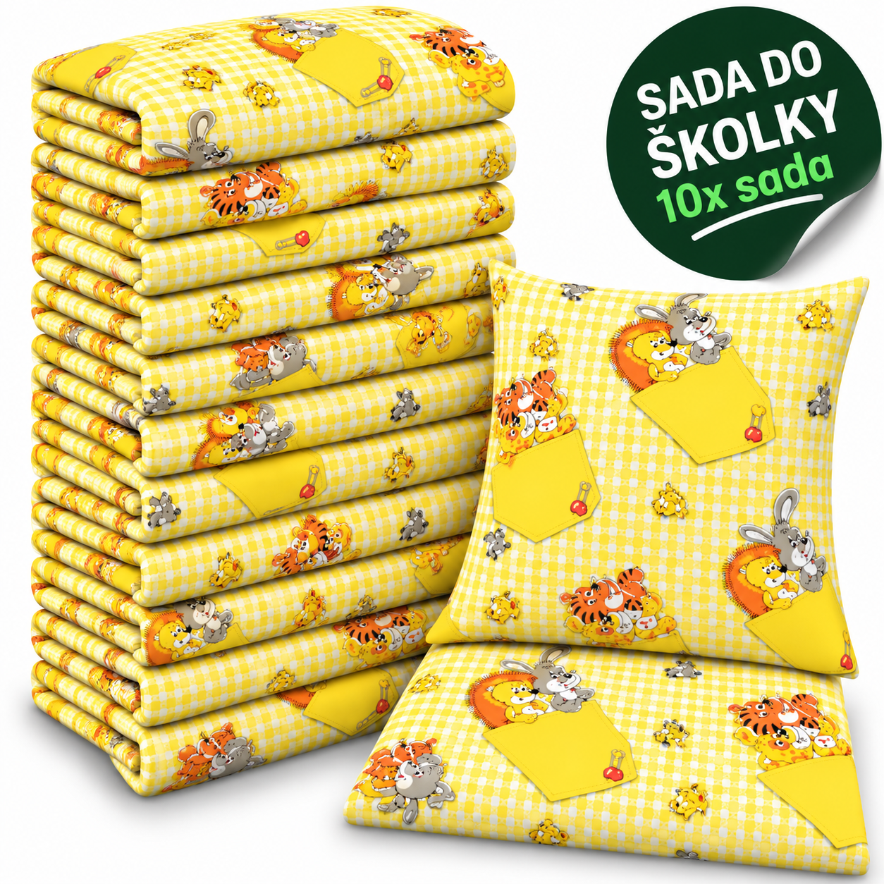 VÝHODNÁ SADA 10× bavlněné dětské povlečení – Zvířátka v kapsách
