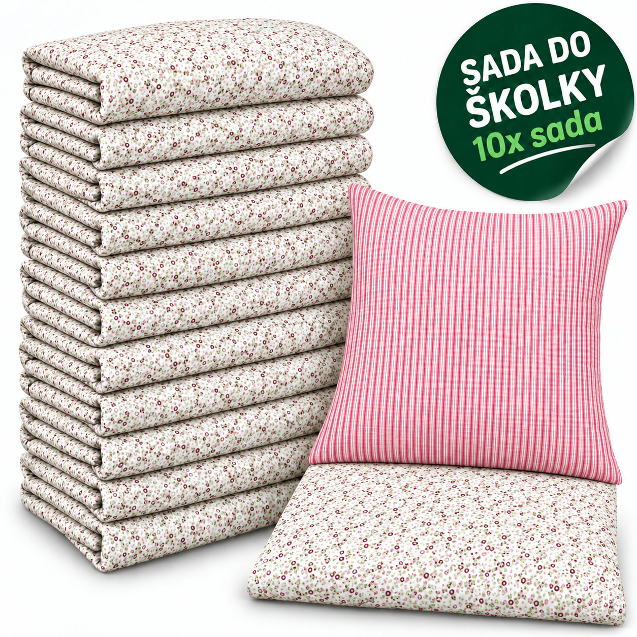VÝHODNÁ SADA 10× krepové dětské povlečení – Kytička červená