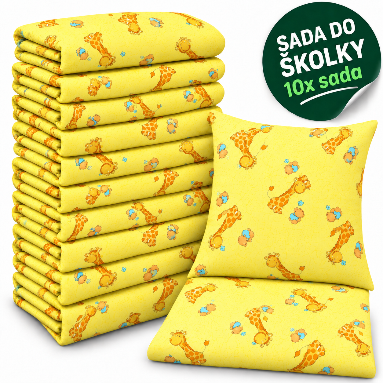 VÝHODNÁ SADA 10× krepové dětské povlečení – Žirafa a medvídek