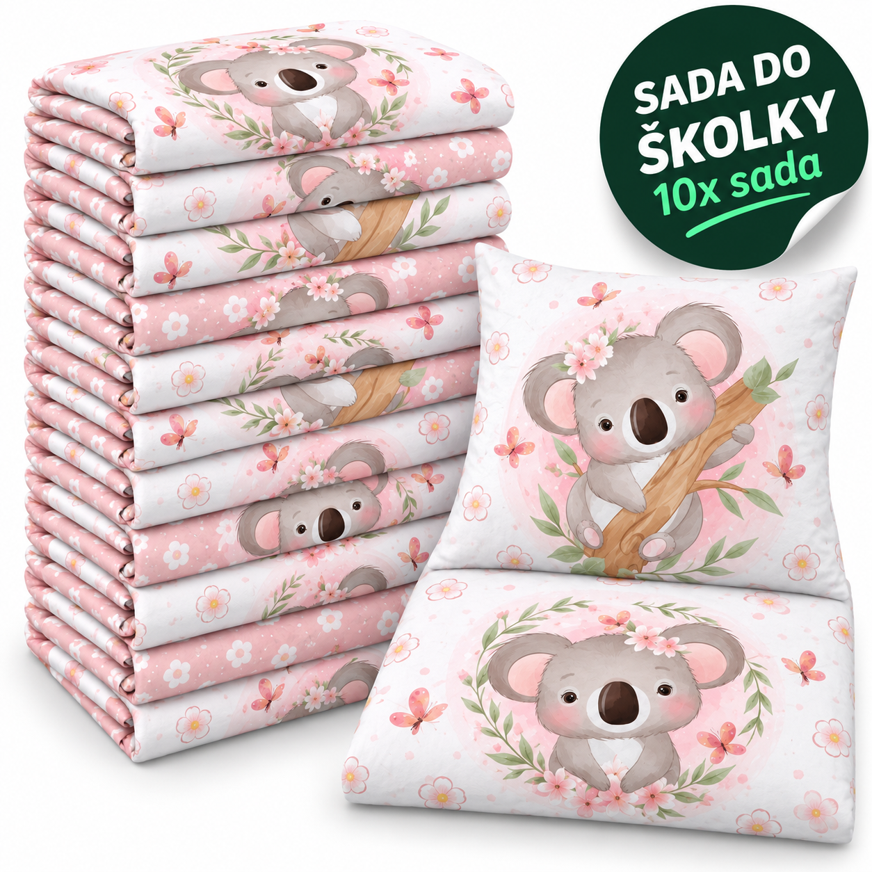 VÝHODNÁ SADA 10× bavlněné dětské povlečení – Koala, růžová