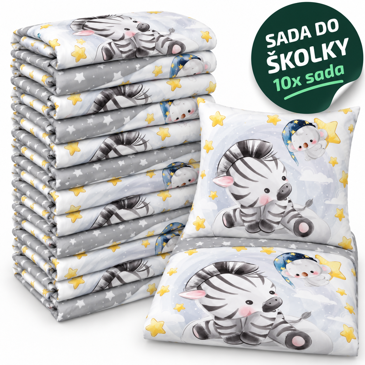 VÝHODNÁ SADA 10× bavlněné dětské povlečení – Zebra
