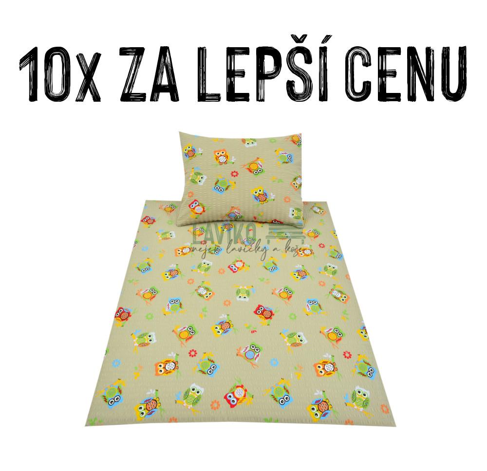VÝHODNÁ SADA - 10x Dětské krepové povlečení SOVIČKY