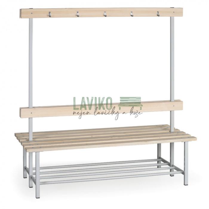 Šatní lavička LATIFA, 150 cm, s věšákem a botníkem, oboustranná