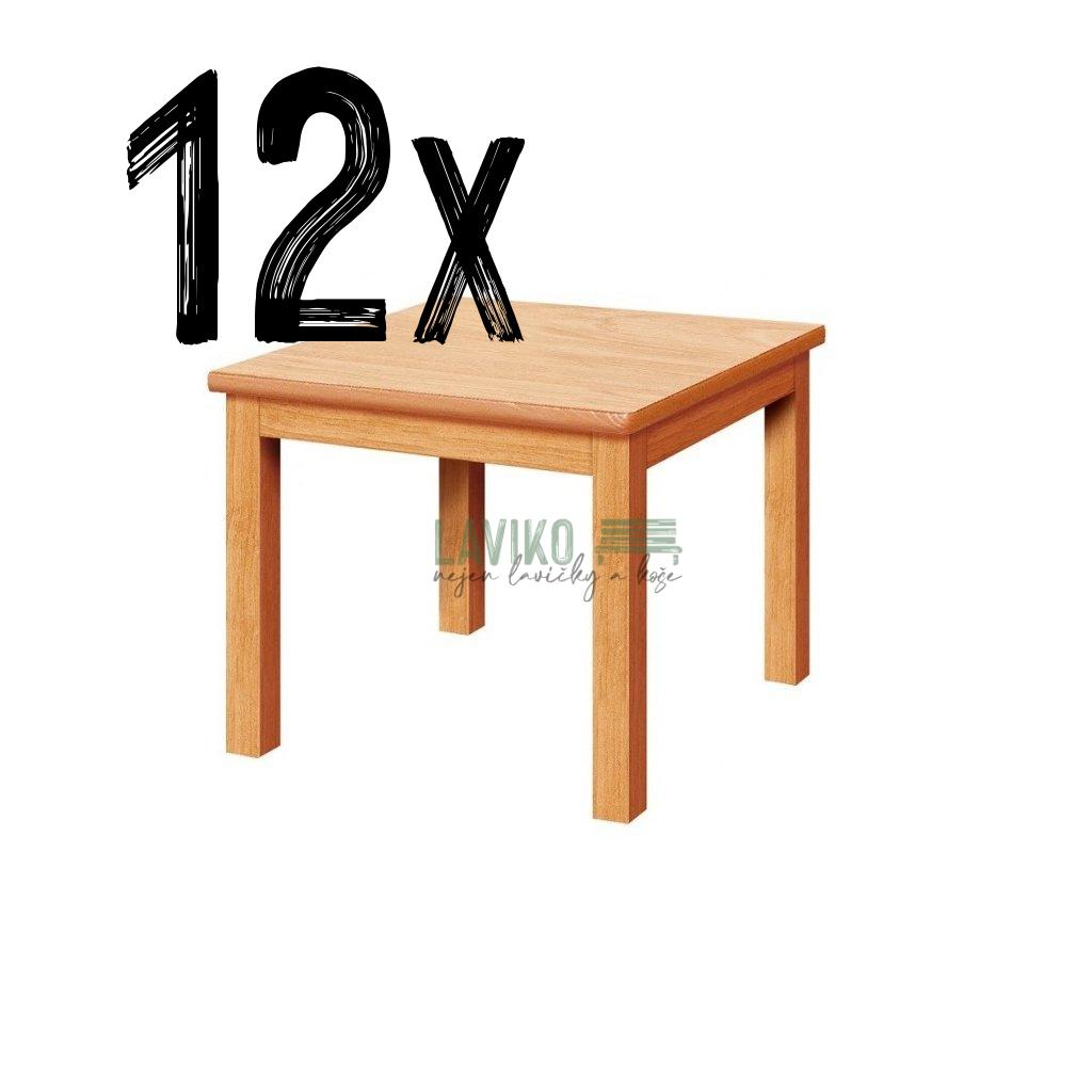 VÝHODNÁ SADA - 12x Dětský stůl MELISA, čtverec, buk přírodní