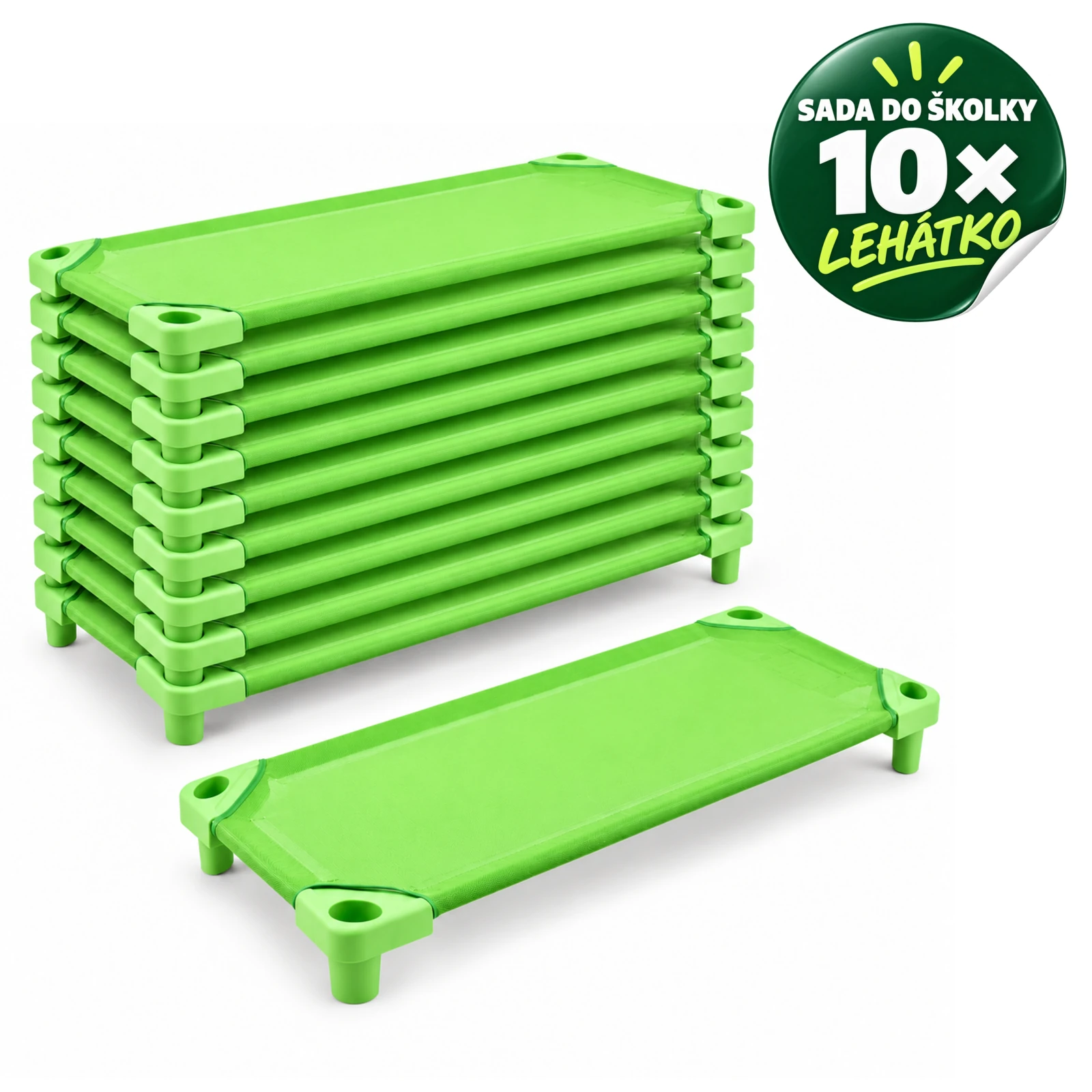 VÝHODNÁ SADA - 10x Dětské lehátko LEONTÝNKA, zelené