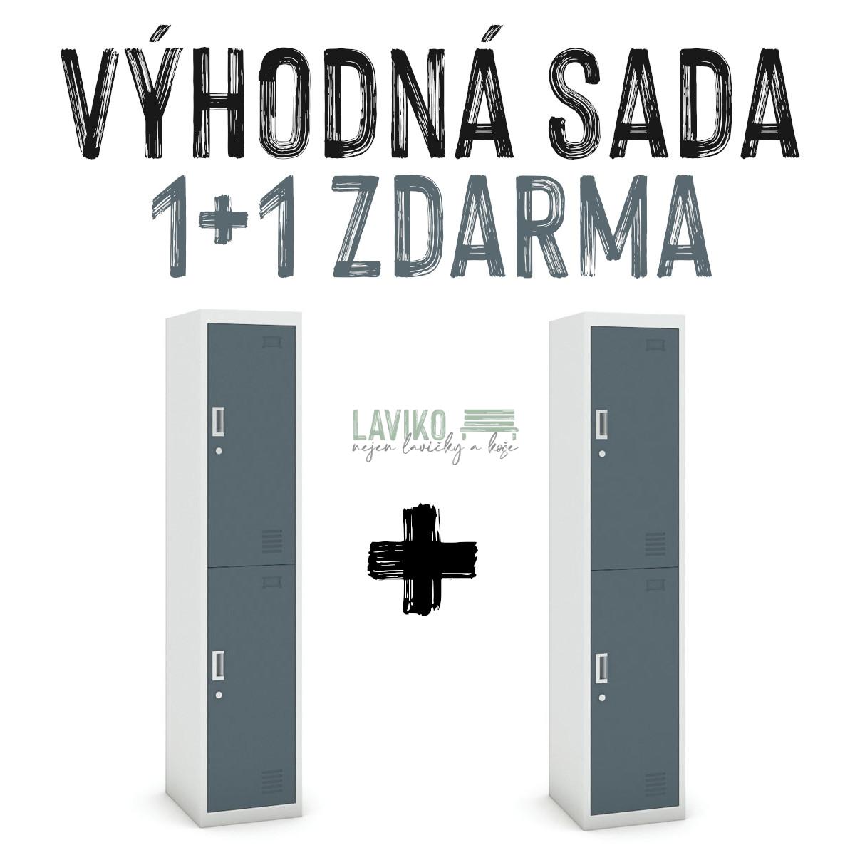 VÝHODNÁ SADA 1+1 ZDARMA - Šatní skříň dvoudveřová, 180 x 38 x 45 cm, tm. šedá