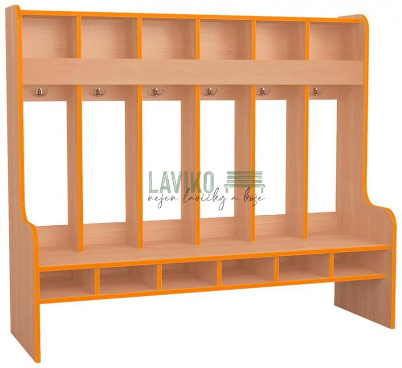 Šatní stěna FORMENTINA, pro šest dětí, buk, oranžová