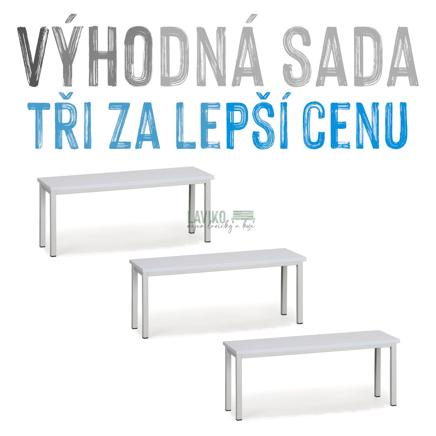VÝHODNÁ SADA - 3x Šatní lavička SALOME, šedá