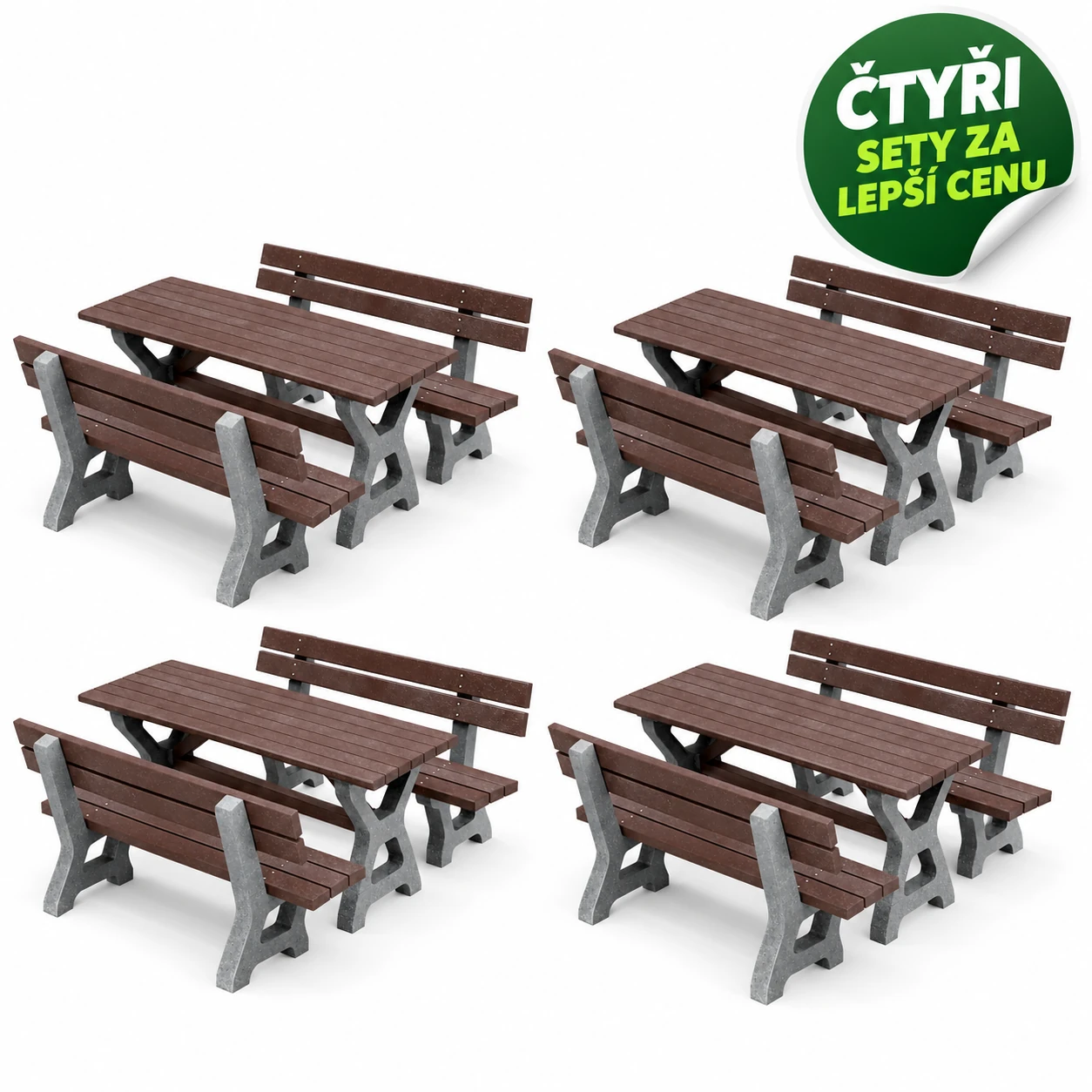 VÝHODNÁ SADA - 4x Venkovní piknikový set HÁŇA, recyklát