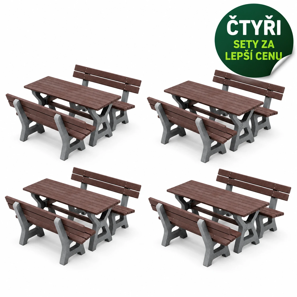 VÝHODNÁ SADA - 4x Venkovní piknikový set MÁŇA, recyklát