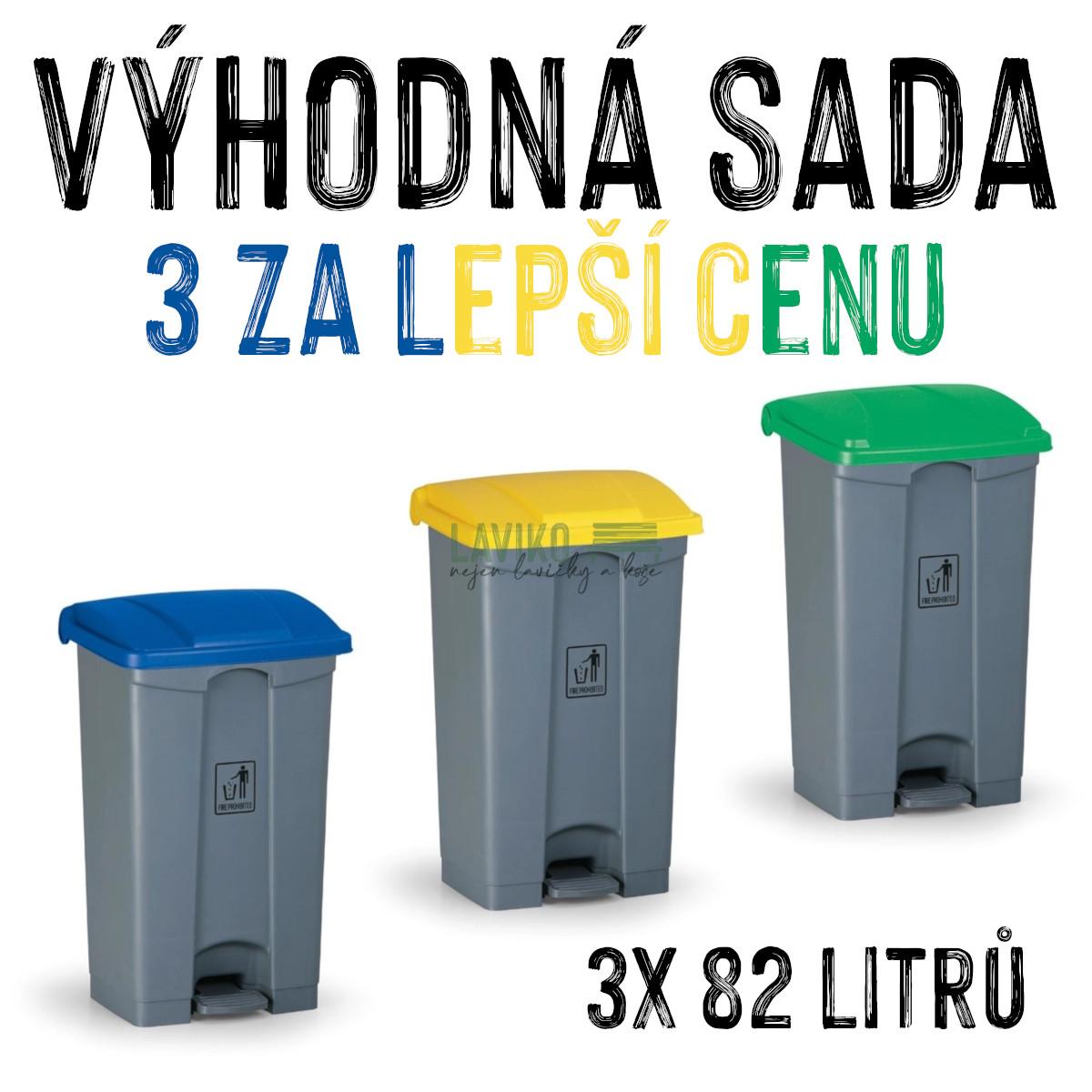 VÝHODNÁ SADA - 3x Nášlapný koš na tříděný odpad VERONA, 87 litrů
