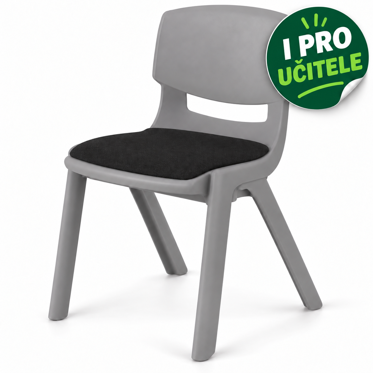 Učitelská židle LANA, šedá, čalouněný sedák
