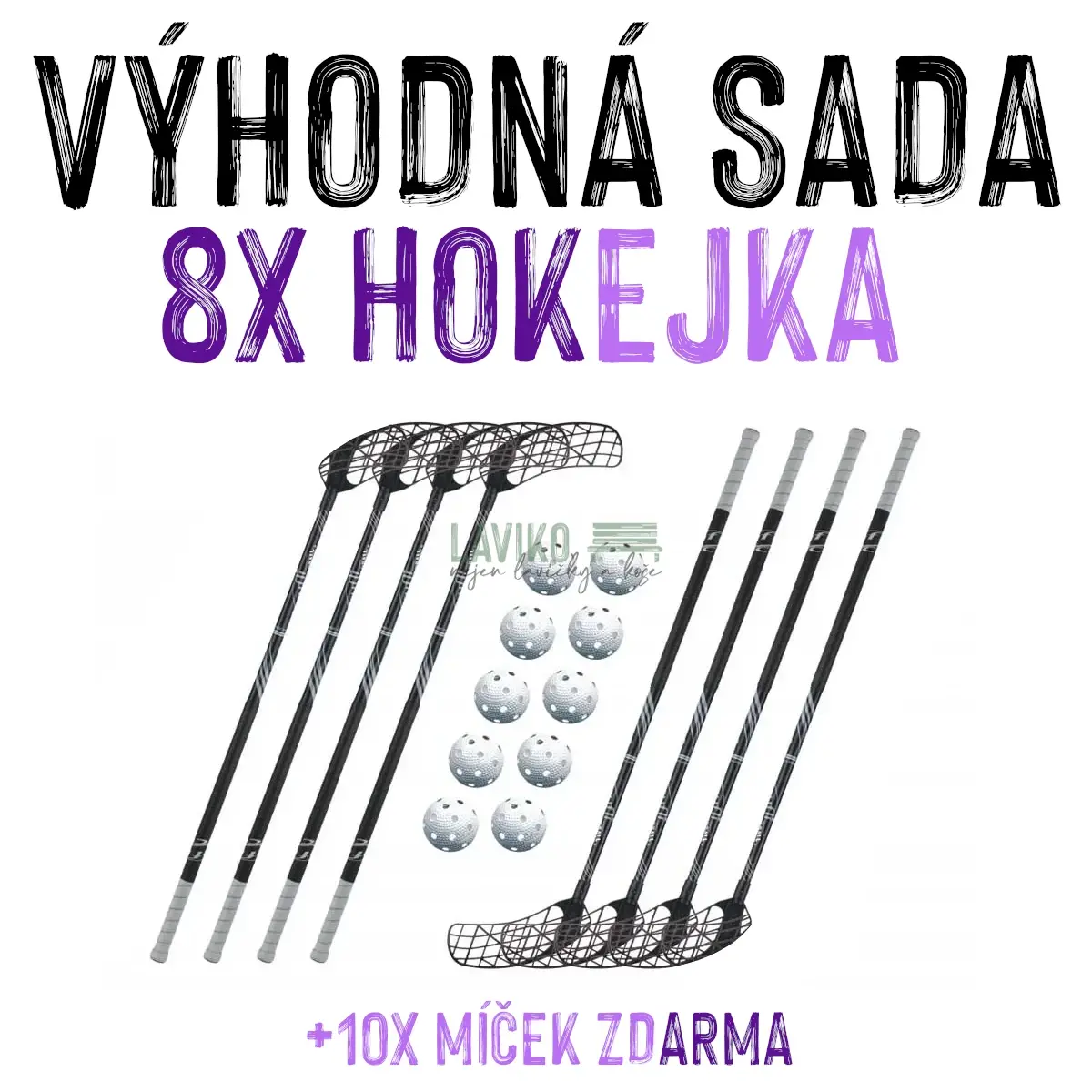 VÝHODNÁ SADA - 8x Florbalová hůl Accufli AirTek A90 Černá, 90 cm