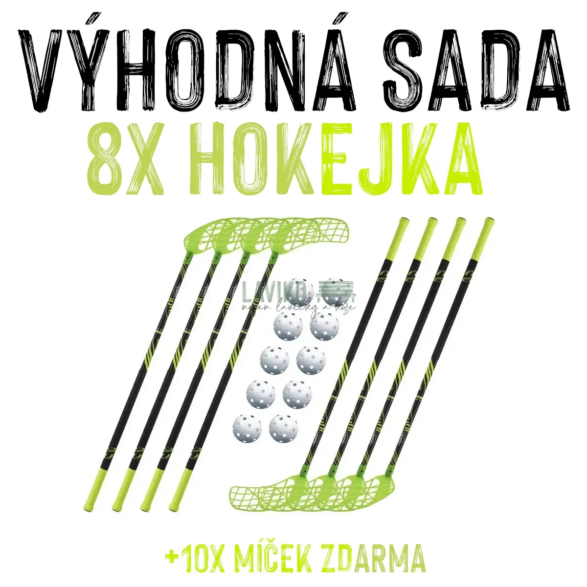 VÝHODNÁ SADA - 8x Florbalová hůl Accufli AirTek A100 Žlutá, 100 cm