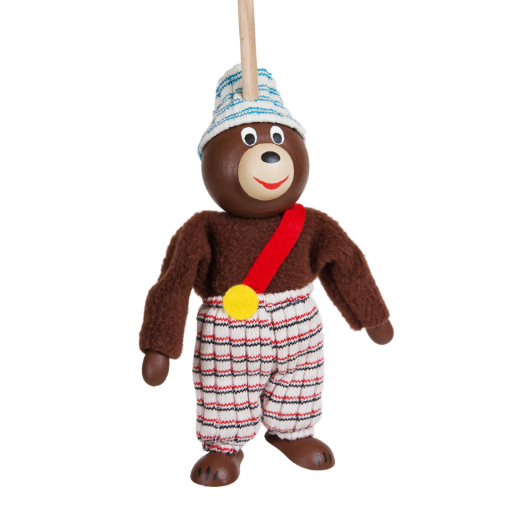 Česká loutka bez nití - Medvěd BEDŘICH, 16 cm