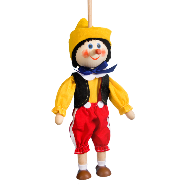 Česká loutka bez nití - Panáček PINOKIO, 20 cm