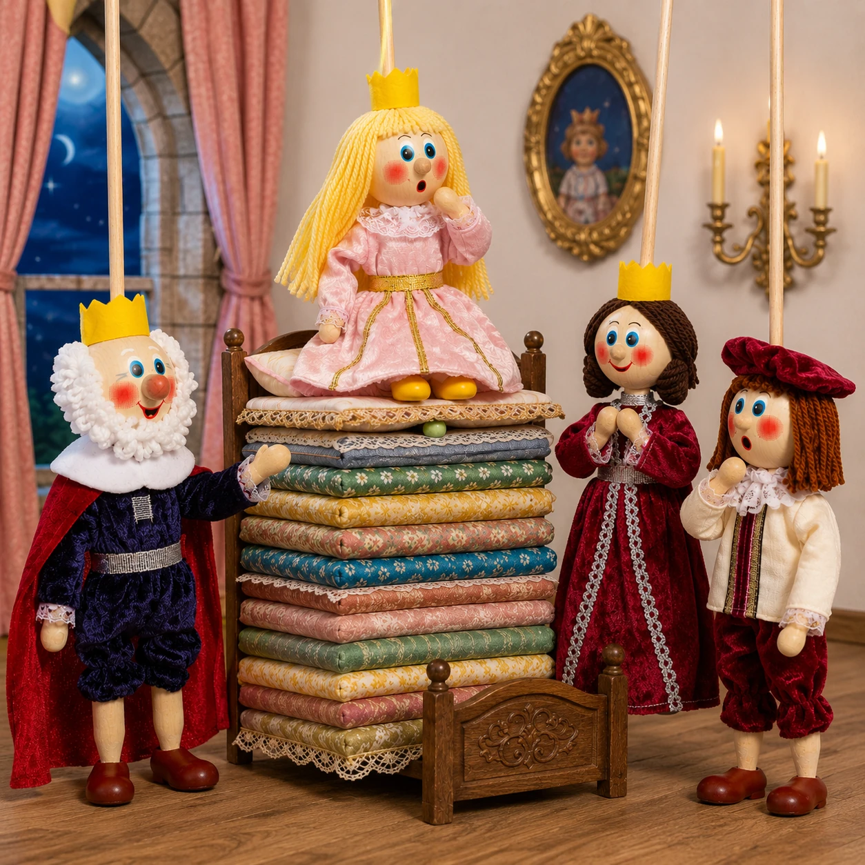 Sada do MŠ - Česká loutka bez nití - O princezně na hrášku, 4 loutky