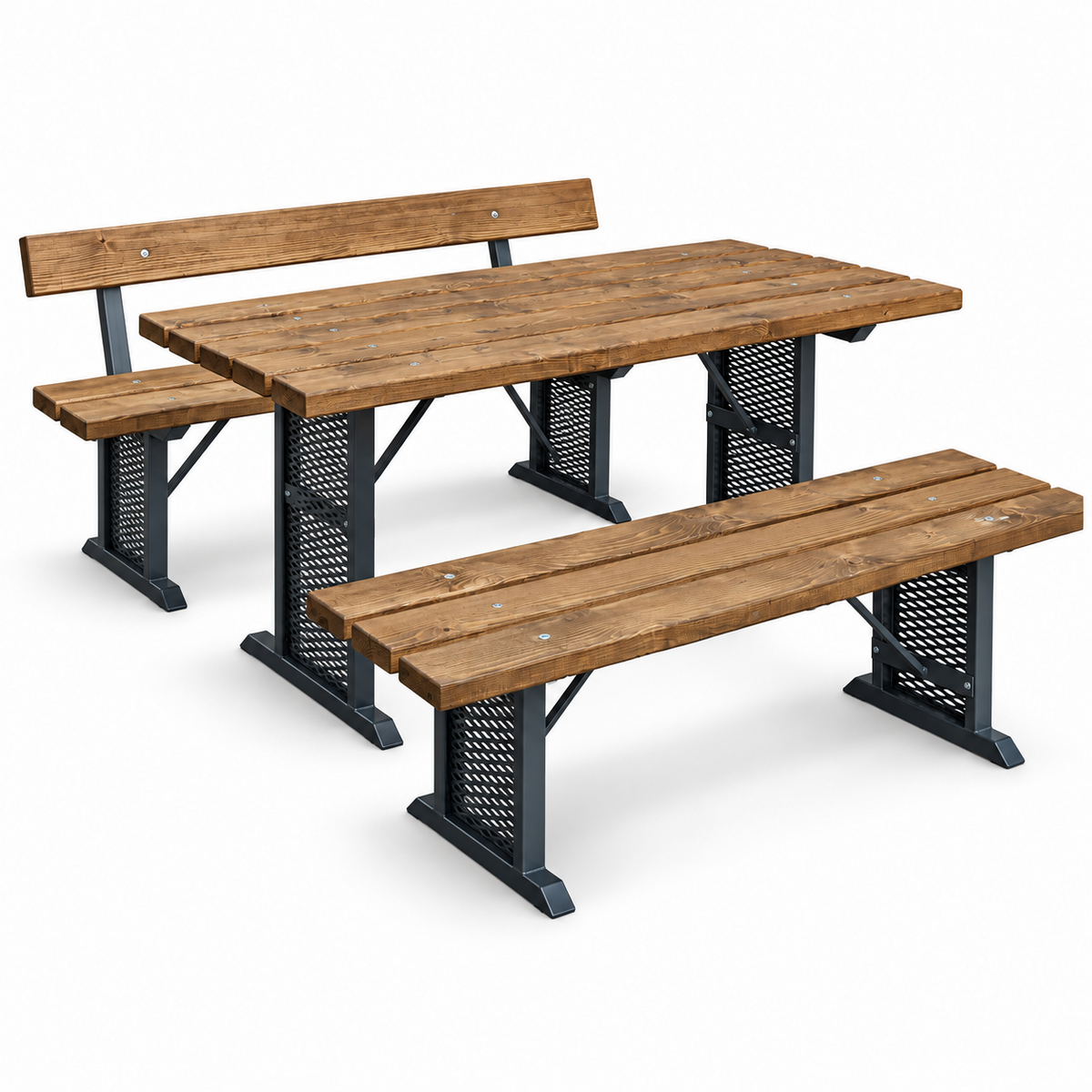 Zahradní sestava REIF – stůl a dvě lavice, 150 cm