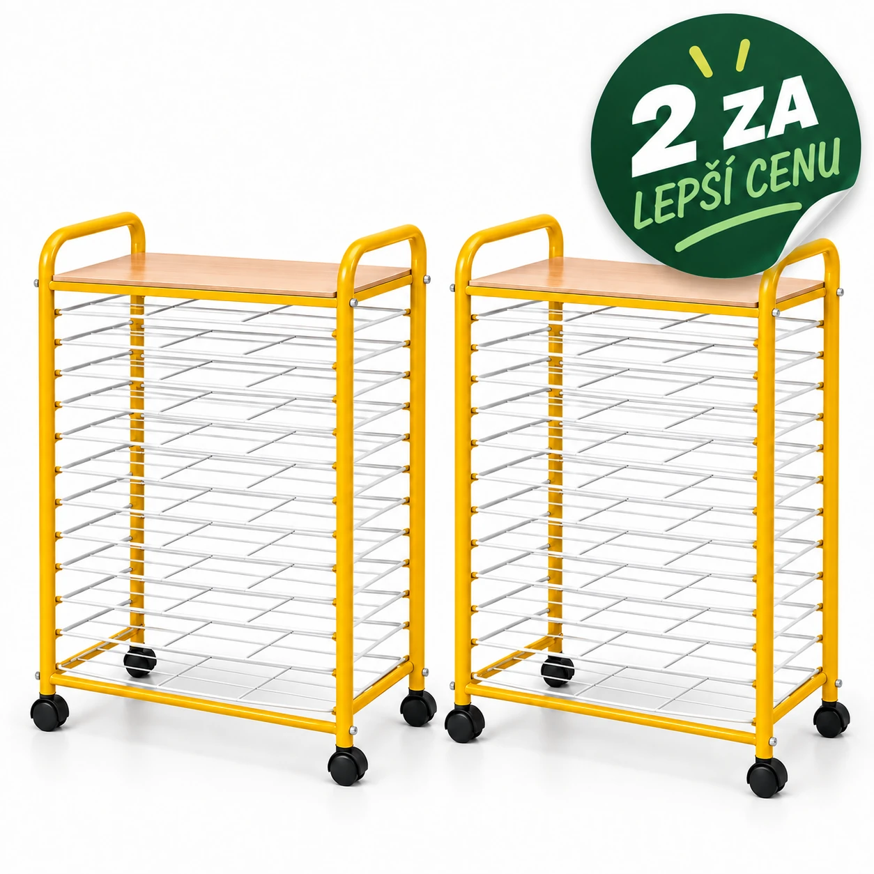 Výhodná sada 2× sušák na výkresy BILD malý, 12 polic, žlutá