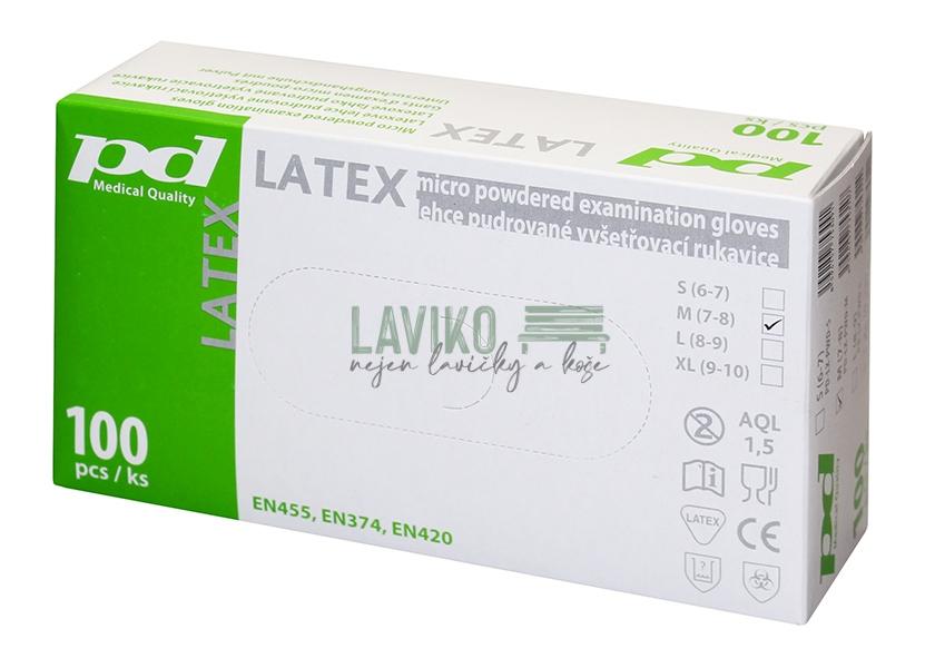 Jednorázové LATEXOVÉ rukavice, pudrované
