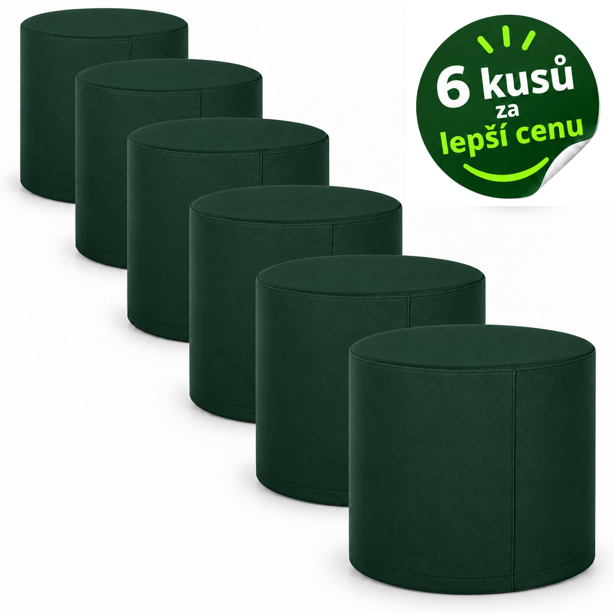 VÝHODNÁ SADA - 6x Sedací taburet BOBÍK, PUR pěna, jedna barva
