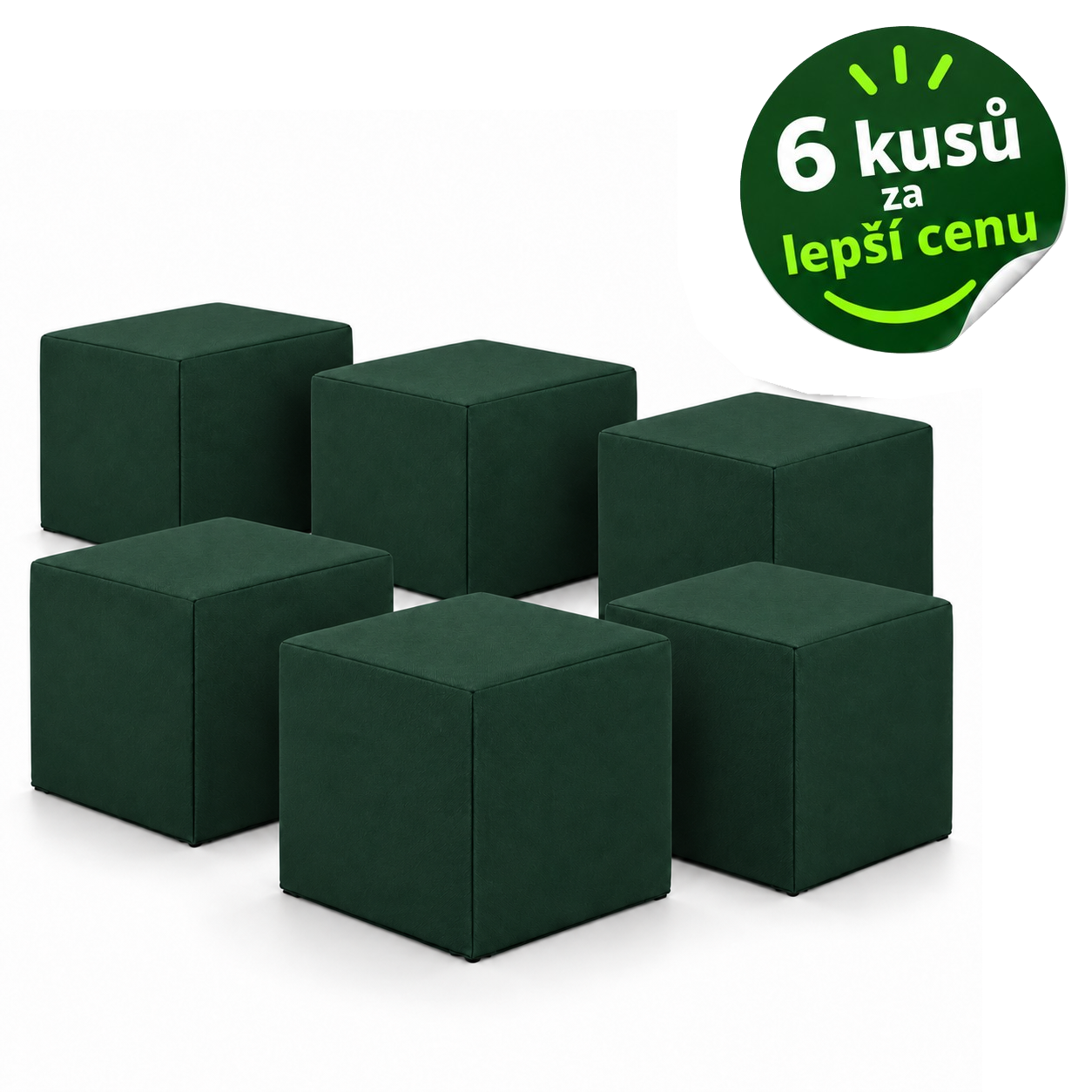 Výhodná sada 6× taburet KUBI s PUR pěnou – jedna barva