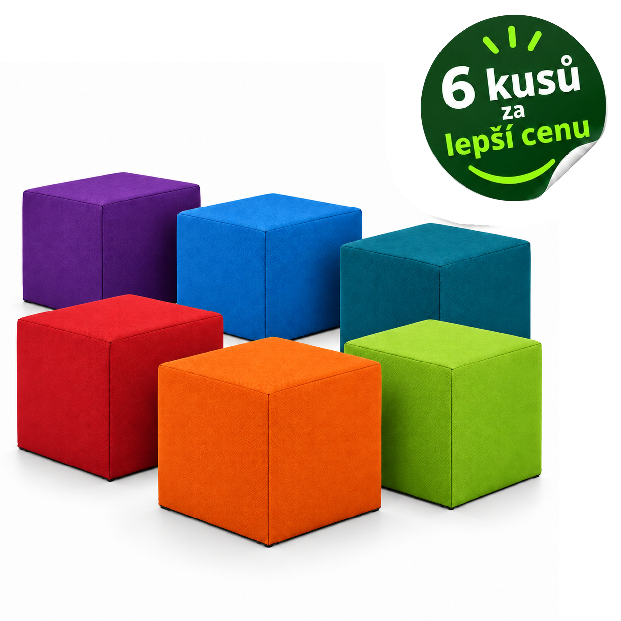 Výhodná sada 6× taburet KUBI s PUR pěnou – mix barev