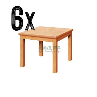 VÝHODNÁ SADA - 6x Dětský stůl MELISA, čtverec, buk přírodní