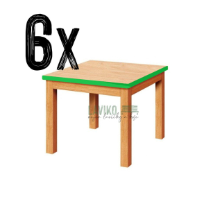 VÝHODNÁ SADA - 6x Dětský stůl MELISA, čtverec, barevná ABS hrana