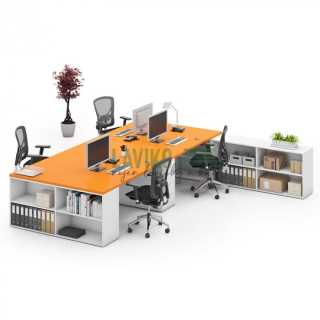 Psací stůl s velkým úložným prostorem, 360 x 320 cm, oranžová