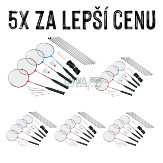 VÝHODNÁ SADA - 5x Badmintonový set se sítí FUNNY, pro 4 hráče 