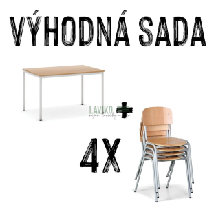 Jídelní set - Stůl AUSTIN 120 x 80 cm + 4x Jídelní židle CAREY