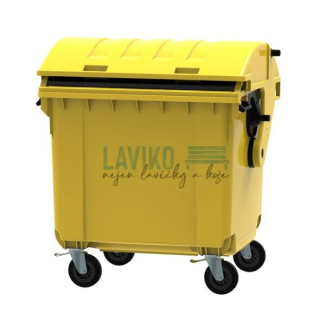 Plastový kontejner na odpad, 1100 litrů, žlutý