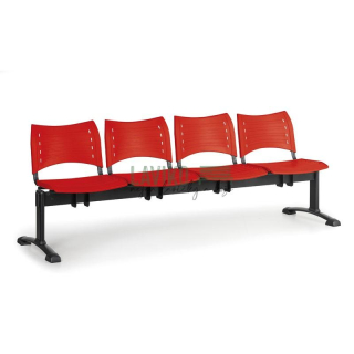 Plastová lavice do chodby LAVANDA, 4-sedák, červená