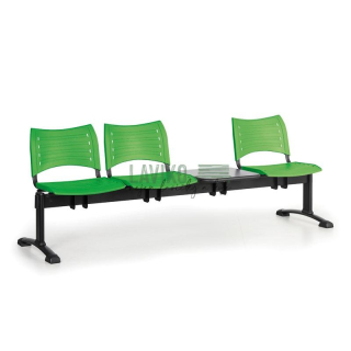 Plastová lavice do chodby LAVANDA, 3-sedák, se stolkem, zelená