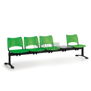 Plastová lavice do chodby LAVANDA, 4-sedák, se stolkem, zelená