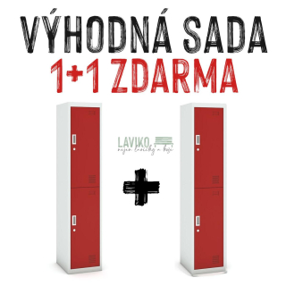 VÝHODNÁ SADA 1+1 ZDARMA - Šatní skříň dvoudveřová, 180 x 38 x 45 cm, červená