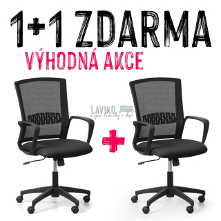 VÝHODNA SADA 1+1 ZDARMA - Kancelářská židle PATRICK, černá