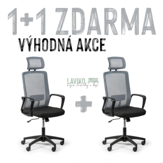 VÝHODNÁ SADA 1+1 ZDARMA - Kancelářská židle BARACA, šedá