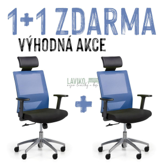 VÝHODNÁ SADA 1+1 ZDARMA - Kancelářská židle SCOTTY PLUS, modrá