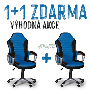 VÝHODNÁ SADA 1+1 ZDARMA - Kancelářská židle VELVET, modrá